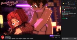 1boy 1girls 3d ambiguous_penetration ass bedroom bent_over big_ass blue_eyes blush bottomless brooklyn_(brooklynlewds) brooklynlewds brown_hair bubble_butt chat chat_box choker computer female flannel flannel_shirt glasses huge_ass indoors keyboard looking_pleasured male mine-imator minecraft nude nude_male red_hair sex shirt streaming twitch video_games