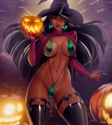 1girls armadillo ass_visible_through_thighs black_hair chel dark-skinned_female darkra dreamworks hourglass_figure large_breasts long_hair looking_at_viewer outside pussy tagme the_road_to_el_dorado thick_thighs voluptuous wristbands