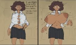 1girls amphibia asian_female big_breasts bouncing_breasts brown_hair bursting_breasts button_gap buttons dialogue disney disney_channel edit english_text enormous_breasts female female_focus huge_breasts massive_breasts mature_female milf mother mrs._boonchuy muffynbunarts nipples no_bra oum_boonchuy school_uniform skirt straight_hair tagme text thai third-party_edit voluptuous wardrobe_malfunction