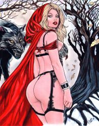 1girls big_ass big_breasts blonde_hair ed_benes_studio female female_only frank_lima grimms'_fairy_tales lingerie long_hair looking_at_viewer red_riding_hood