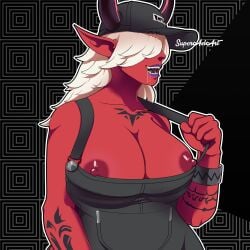 breasts demon demon_girl desdemona_(fortnite) drool fortnite gehenna_(fortnite) superaxlart