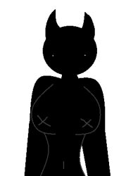 big_breasts black_and_white black_body black_skin breasts demon_horns dot_eyes friday_night_funkin horns monochrome no_mouth opheebop plain_background saltys_sunday_night tagme