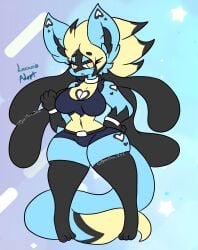 1girls anthro anthro_only big_breasts big_thighs blue_body blue_skin bottom_heavy breasts cleavage cyan_body cyan_skin female female_only full_body furry furry_only game_freak hourglass_figure lewdchuu_(artist) long_tail lucario nintendo no_visible_nipples pokemon pokemon_(species) small_waist solo solo_female solo_focus standing video_games wide_hips