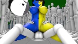 1boy 2girls 3d alternate_version_available animated atomicgato big_breasts blue_skin boys breasts ena female group human humanoid joel_g large_breasts male mannequin moony_(joel_g) mp4 nude nude_female reverse_cowgirl_position riding sfm sound straight video yellow_skin