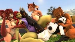 16:9 2022 3d 3d_(artwork) 4k absurd_res angel_(jaruskais) anthro anthro_on_anthro areola ass beak big_breasts black_areola black_hair black_nipples blaziken blue_eyes bovid bovine breast_grab breasts brown_body brown_fur cattle closed_eyes crossover darkflash23 dasha_(petruz) detailed_background digital_media_(artwork) dragon eyelashes eyeliner feathers female female/female fur gangbang generation_3_pokemon genitals green_body group group_sex hair hand_on_breast hi_res horn interspecies juna_june_(lizzyglizzy) lagomorph leporid looking_pleasured lop_(star_wars) makeup mammal nintendo nipple_piercing nipples open_mouth open_smile piercing pink_areola pink_nipples pokemon pokemon_(species) purple_body pussy rabbit red_hair reverse_gangbang scales scalie sex shadow sharp_teeth smile spikes star_wars star_wars_visions teeth thick_thighs tongue tribadism ursid vaginal_penetration video_games white_body white_feathers widescreen yellow_eyes