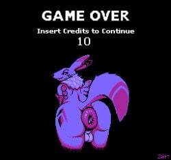 ambiguous_gender anal anal_sex anal_vore animated anthro anus ass backsack bad_end balls bandai_namco bent_over big_butt butt digimon digimon_(species) digital_media_(artwork) duo furry game_over game_over_screen genitals gif hyper hyper_anus male male/ambiguous neck_tuft penetration pixel_art puffy_anus raised_tail rear_view renamon tuft vore zaigane