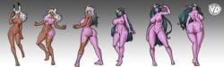 ass_expansion breast_expansion elf_female eye_color_change female hair_color_change hair_growth huge_ass huge_breasts lip_expansion personality_change purple_skin skin_color_change species_transformation thick_thighs thigh_expansion transformation transformation_sequence vedtomd wide_hips