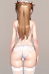 ai_generated ass asuka_langley_sohryu hair_ornament hairpods long_hair looking_back nai_diffusion neon_genesis_evangelion panties presenting_ass rosenkreuz shiny shiny_skin stable_diffusion sweat thighhighs topless twintails white_legwear white_panties