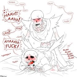 1boy 2d abosinsin alternate_universe animated_skeleton blush comic_sans gripping_sheets grunting holding incest leaking male male_only male_penetrating moaning onomatopoeia papyrus papyrus_(font) papyrus_(underfell) papyrus_au sans sans_(underfell) sans_au skeleton sweat thrusting underfell underfell_papyrus underfell_sans undertale undertale_(series) undertale_au