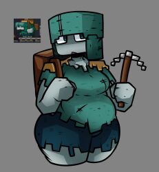 1girls 2d breasts chubby female female_focus female_only female_solo grey_skin highres holding_object holding_pickaxe minecraft mob_vote rascal_(minecraft) reference_image sketchylimesliv solo solo_female tagme thighs