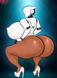 ass big_breasts big_butt breasts dark_body dark_skin devil_daddy digital_media_(artwork) faceless_character faceless_female female haydee haydee_(game) hi_res humanoid machine nipples nude robot robot_humanoid simple_background solo thick_thighs video_games white_body wide_hips