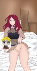 bed blue_eyes naruto naruto_shippuden naughty no_panties red_hair uzumaki_mito