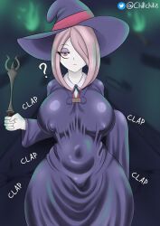 1girls ? big_breasts chillchili little_witch_academia staff sucy_manbavaran tagme thick thick_hips tight_clothes tight_clothing tight_dress wide_hips witch witch_hat