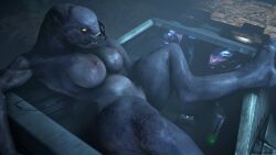 1girls 2boys 3d alien alien_girl breasts female_sangheili halo_(series) lahtinen_(artist) nude odst sangheili tagme