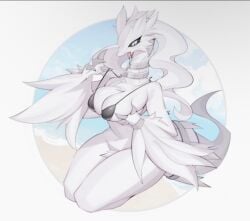 dragon dragon_girl female female_dragon female_focus female_pokemon fluffy fluffy_tail legendary_pokémon pokémon_(species) pokemon reshiram sakana thick white_fur white_hair