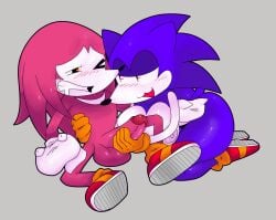 1boy1girl ass ass_up bedroom_eyes blush blush_lines blushing comission creepypasta drooling handjob knuckles_the_echidna looking_at_partner michael_(needlemouse) needlemouse_(character) needlemouse_(series) one_eye_closed penis purple_body red_body sarah_henderson_(needlemouse) seductive_smile sonic_(series) thehoraco thick_ass thick_thighs thighs