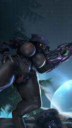 1girls 3d alien alien_girl big_breasts breasts female female_only female_sangheili halo_(series) helmet lahtinen_(artist) nude sangheili solo solo_female