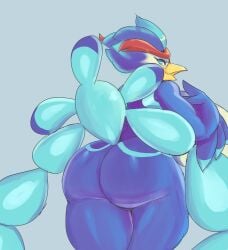 anthro ass avian avian_humanoid big_ass blue_fur butt_focus duck female female_only furry gikowinko looking_at_viewer nintendo pokémon_(species) pokemon pokemon_sv quaquaval thick_thighs