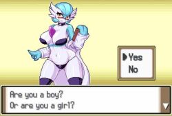 1girls anthro_only big_breasts blue_hair clipboard coat collar doctor dr._voir female female_only game_freak gardevoir glasses nerdy_female nintendo noscium orange_eyes panties pixel_art pixelated pixelated_background pokémon_(species) pokemon pokemon_(species) pov shiny_gardevoir shiny_pokemon string_panties white_coat