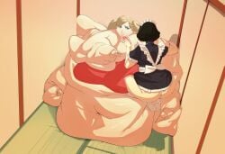 ann_takamaki bamboo_ale belly big_belly big_breasts breasts chubby_cheeks double_chin fat_ass fat_belly female female_only hips huge_belly huge_breasts hyper_belly immobile large_belly large_breast morbidly_obese persona persona_5 sadayo_kawakami wide_hips