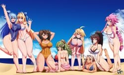 6+girls 8girls alternate_costume angeloid aqua_(konosuba) artina ass astraea_(sora_no_otoshimono) asymmetrical_docking beach bikini breast_press breasts cleavage crossover diane_(nanatsu_no_taizai) disgaea disgaea_3 disgaea_4 female female_only fire_emblem fire_emblem_awakening fire_emblem_heroes jadenkaiba kono_subarashii_sekai_ni_shukufuku_wo! large_ass large_breasts multiple_girls nanatsu_no_taizai nanbu_kaguya nintendo nippon_ichi_software ocean official_alternate_costume outdoors pose project_x_zone red_bikini red_swimsuit sapphire_rhodonite sarong seaside shiny_skin sora_no_otoshimono swimsuit the_pose thick_thighs thighs thighs_together tiki_(adult)_(fire_emblem) tiki_(adult)_(summer)_(fire_emblem) tiki_(fire_emblem)