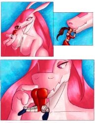 commission giantess inside_mouth kissing lovander minigirl palworld pink_skin red_tights soleastian_(artist) soul_calibur taki three_fingers tongue_out