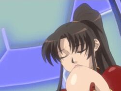 animated breast_sucking breasts inyoku_tokkyuu_zetsurinoo large_breasts lowres nipples screencap self_breast_sucking self_sucking sucking_huge_breast woman_sucking_breast