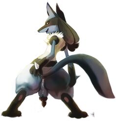 2011 anus ass cum cum_in_ass cum_inside from_behind gay knot looking_back lucario male male_only pawpads penis pokemon pokemon_(species) purplekecleon red_eyes stretching tail