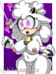 1girls big_breasts breasts cowbell female female_only klaussaurio lanolin_the_sheep mobian_(species) sheep_ears sheep_girl sheep_horns sonic_(series) tagme white_fur wide_hips