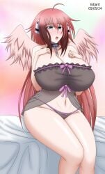 angel_wings big_breasts edjarit-117 ikaros lingerie pink_hair sora_no_otoshimono tagme