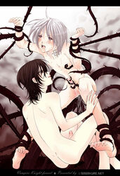 2boys anal bondage bound bound_ankles bound_arms bound_legs bound_wrists brown_hair cum curled_toes gray_hair grey_hair kaname_kuran kiryuu_zero kuran_kaname legs_held_open male maledom malesub multiple_boys nude penis plant purple_eyes restrained sagakure tentacle tentacle_on_male tentaclejob thorns toe_scrunch vampire_knight vines yaoi zero_kiryu