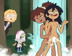 1futa 3girls amphibia amphibia_(series) anne_boonchuy areolae balls being_watched big_dick big_penis black_hair black_skin breasts brown_hair clothed cum cum_in_pussy cumshot_in_pussy dark-skinned_futanari dark_skin dick dickgirl disney disney_channel ejaculation erection female forest forest_background fully_clothed futa_on_female futanari green_eyes huge_cock human light-skinned_female light_skin maddie_flour marcy_wu miscon nipples orgasm purple_eyes pussy pussy_penetration rain rolling_eyes sasha_waybright sex shocked shower showering standing tan tan-skinned_female vaginal_penetration