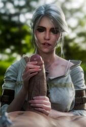 3d artist_request barge big_penis ciri female handjob light-skinned_female light-skinned_male male penis scar the_witcher_(series) the_witcher_3:_wild_hunt white_hair