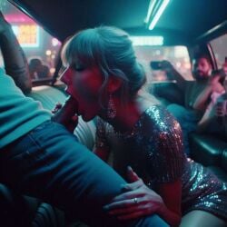 ai_generated big_penis blonde_hair blowjob car celebrity clothed_sex dall-e3 penis real_person realistic taylor_swift whore