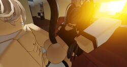 abs big_ass big_breasts big_breasts big_penis fucking_on_couch home man_behind neko neko_(neko_rr34) neko_rr34 neko_tail roblox robloxian smiling_at_partner sunset