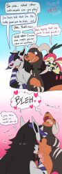 black_body black_fur blush bodily_fluids dogs_in_love_(jelloapocalypse) fap_(sound_effect) fellatio female feral fur generation_2_pokemon generation_3_pokemon grey_body grey_fur heart_symbol hi_res houndoom ledian looking_pleasured male male/female mightyena nakadashimashta nintendo oral penile pokemon pokemon_(species) sex sweat sweatdrop tongue tongue_out whining