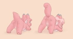anthro anus ass blush clefairy cub digital_media_(artwork) female feral fur fusion generation_1_pokemon genitals hair horn humanoid_genitalia humanoid_vulva hybrid looking_at_viewer looking_back nidorina nintendo nude pechy pink_body pink_fur pink_hair pokemon pokemon_(species) pokemon_fusion presenting presenting_hindquarters presenting_vulva rear_view simple_background solo storagepc tail vulva white_body white_fur wings young young_anthro young_female