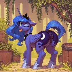 ai_generated alicorn anus ass cute equid equine female feral feral_only friendship_is_magic furry hasbro horn horse my_little_pony pony princess_luna_(mlp) smile solo