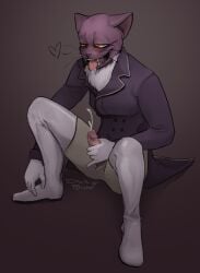 cum cumming cumming_from_masturbation darkpetrichor fear_and_hunger fear_and_hunger:_termina fhgachagaza furry furry_only masturbation pocketcat_(fear_and_hunger) purple_fur saliva saliva_drip sitting sitting_on_floor solo_anthro solo_male thigh_boots tongue_out white_boots