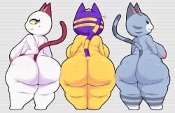 3girls animal_crossing ankha anthro anthro_only areola ass backboob behniis big_ass big_breasts black_eyes blue_hair breasts cat cat_ears cat_tail catgirl cellulite chubby chubby_female completely_nude completely_nude_female domestic_cat feline female female_only full_body fur furry furry_only grey_fur hi_res large_ass large_breasts lolly_(animal_crossing) looking_at_viewer looking_back mammal multiple_girls naked naked_female nintendo nipples nude nude_female olivia_(animal_crossing) raised_tail rear_view short_hair shortstack sideboob simple_background smile standing striped_tail tail take_your_pick thick_thighs thunder_thighs trio white_fur wide_hips yellow_fur yellow_sclera