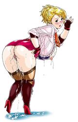 ass blush breasts cosplay glasses huge_breasts konami miss_spencer muriel_spencer nipples pussy rumble_roses smile