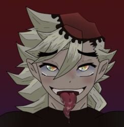 demon demon_slayer douma face_closeup kimetsu_no_yaiba long_tongue male rainbow_eyes