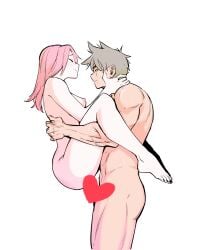 1boy 1girls age_difference completely_nude female grey_hair hatake_kakashi heart_censor male male/female male_penetrating naruto naruto_(series) naruto_shippuden nude older_man_and_teenage_girl pink_hair sakura_haruno scar_across_eye scarecrowpink sex side_view stand_and_carry_position standing_sex teacher_and_student younger_female