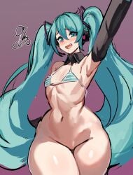 1girls 2024 2d 2d_(artwork) 9is armpits artist_signature belly belly_button blue_hair blush blushing blushing_at_viewer color colored elbow_gloves fanart flat_chest full_color hair half_naked hatsune_miku hips idol light-skinned_female light_skin long_hair looking_at_viewer naughty petite ponytail seductive small_breasts stomach thick_thighs thighs turquoise_eyes turquoise_hair twintails very_long_hair vocaloid voluptuous voluptuous_female