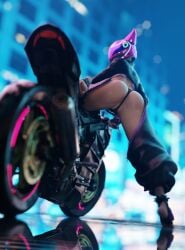 3d ass batesz busty capcom female female_focus female_only hourglass_figure juri_han motorcycle pinup pinup_pose street_fighter street_fighter_6 tagme thong wide_hips