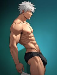 1boy ai_generated bara bulge bulge_through_clothing erection gay hatake_kakashi kakashi_hatake kirisword male male_focus male_only muscular muscular_male naruto nipples penis_under_clothes sex solo solo_focus solo_male yaoi