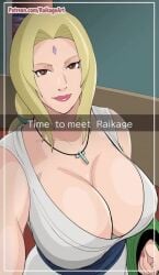 1girls animated big_breasts blonde_hair bouncing_breasts breasts brown_eyes busty cleavage clothed female female_only forehead_jewel forehead_mark huge_breasts imminent_sex jewelry large_breasts mature_female milf naruto naruto_(series) naruto_shippuden no_sound raikage_art snapchat solo solo_female tsunade video walking