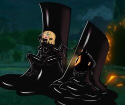 blonde_hair female female_only g-lahndi hypnosis mind_control nintendo princess_zelda restrained ring_eyes short_hair slime spread_legs tears_of_the_kingdom the_legend_of_zelda