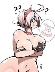 1girls breasts covering elphelt_valentine embarrassed female guilty_gear lucifer0_art nude tagme
