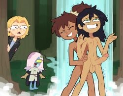 2futas 2girls amphibia amphibia_(series) anne_boonchuy areolae balls being_watched big_balls big_dick big_penis black_hair black_skin boner breasts brown_hair clothed dick dickgirl disney disney_channel duo_focus erection female forest forest_background fully_clothed futa_on_futa futanari green_eyes human hung_bottom light_skin long_hair maddie_flour marcy_wu miscon nipples penis pussy_penetration rain sasha_waybright second-party_source shocked short_hair shower showering smooth_balls smooth_penis standing tan-skinned_futanari